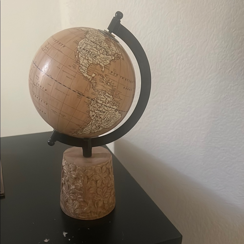 Decorative Tan Globe with Black Stand